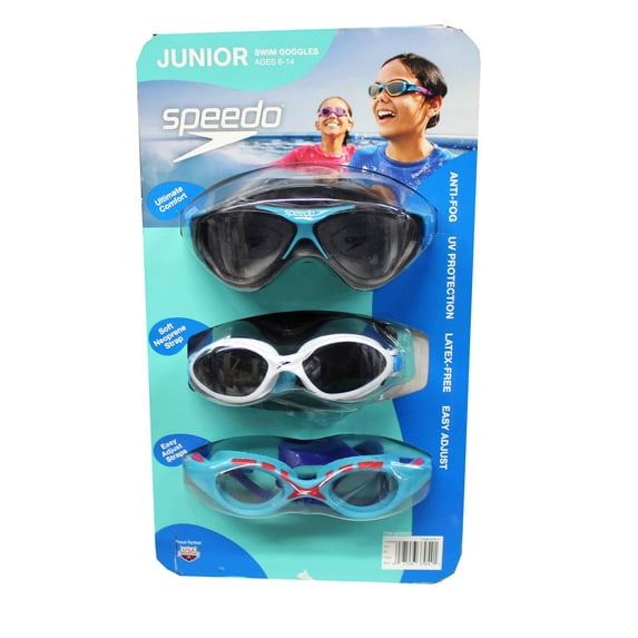 Speedo Junior Swim Goggles 3-Pack Multi-Color & Shape Variety Set
