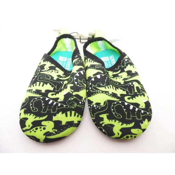 Speedo Kids Boys' Swim & Play Dinosaur Water Booties - Black/Lime - M Medium 7-8