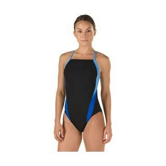 Speedo Women s Swimsuit One Piece Endurance Cross Back Solid Adult Team Colors Black Blue 30