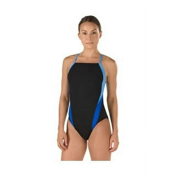 Speedo Women s Swimsuit One Piece Endurance Cross Back Solid Adult Team Colors Black Blue 30