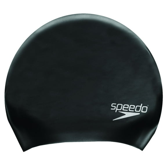 Speedo Long Hair Swim Cap, Comfortable Fit, Hydrodynamic Design, Waterproof Hat One Size Black