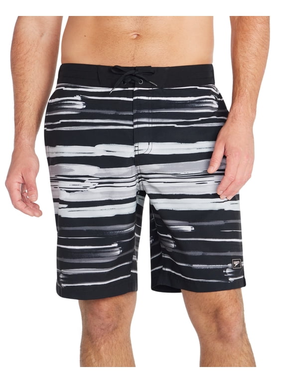 Mens Regular fit Board Shorts Swimwear Small / 8 Inseam Grey Striped