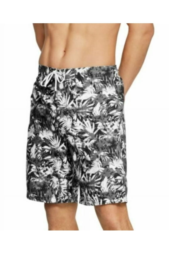 Men's Bondi Ombr Gradient Floral 2-Way Stretch 9" Board Shorts Black-Med