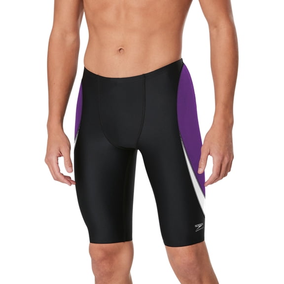 Speedo Men's Edge Splice Jammer Swimsuit (Black/Purple, 22)