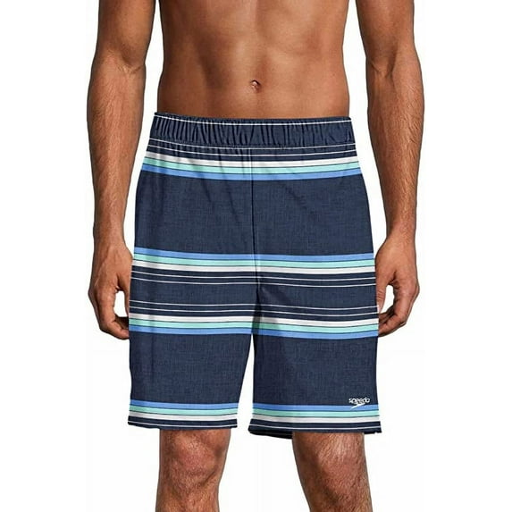 Speedo Mens Hydro Tech Volley Swim Shorts Peacoat Stripe, Large 34/36