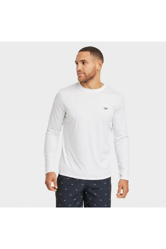 Men's Long Sleeve Rash Guard - White, XXL