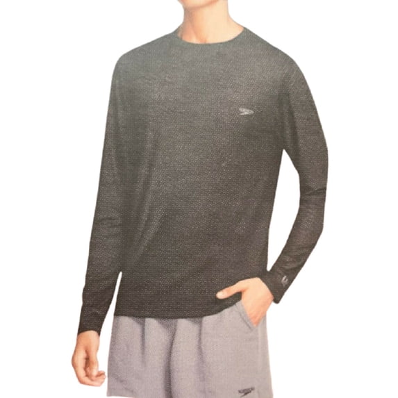 Speedo Men’s Long Sleeve Swim Tee Shirt (Large, Black)