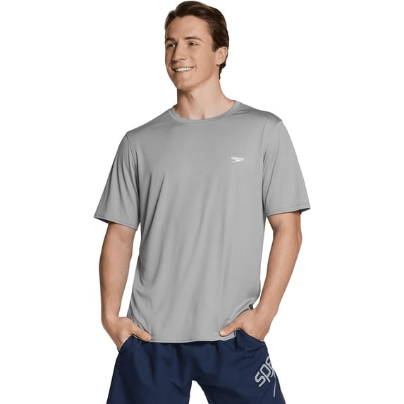 Speedo Men's Rash Guard Swim Shirt - (Gray, Large)