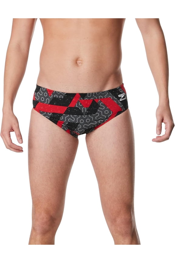 Men's Ruse Blocks Swim Brief Team Red Size 22