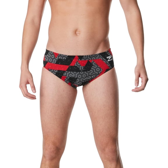 Speedo Men's Ruse Blocks Swim Brief Team Red Size 22