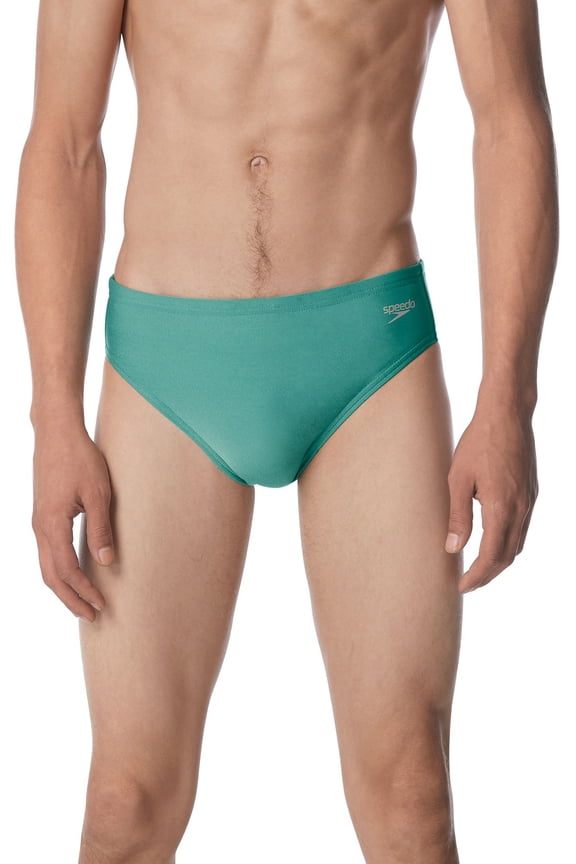 Men's Solid One Swim Briefs (Pool Green, 24)