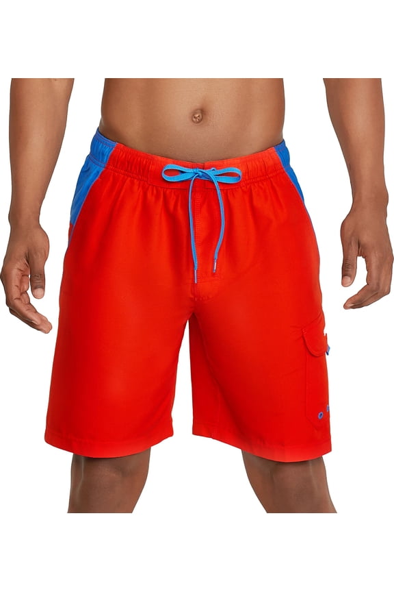 Men's Standard Swim Trunk Knee Length Marina Sport Volley, Spicy Orange, Large