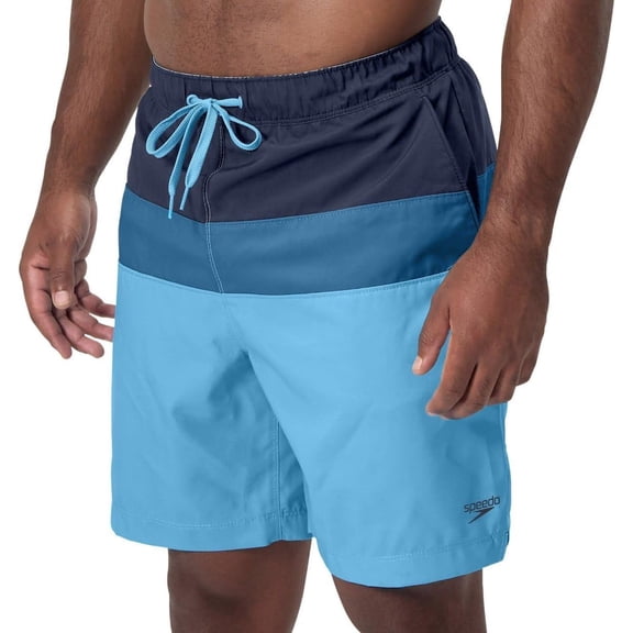 Speedo Men's Tech Volley Swim Shorts, UPF 50+ 4-Way Stretch, Blue Colorblock, XX-Large