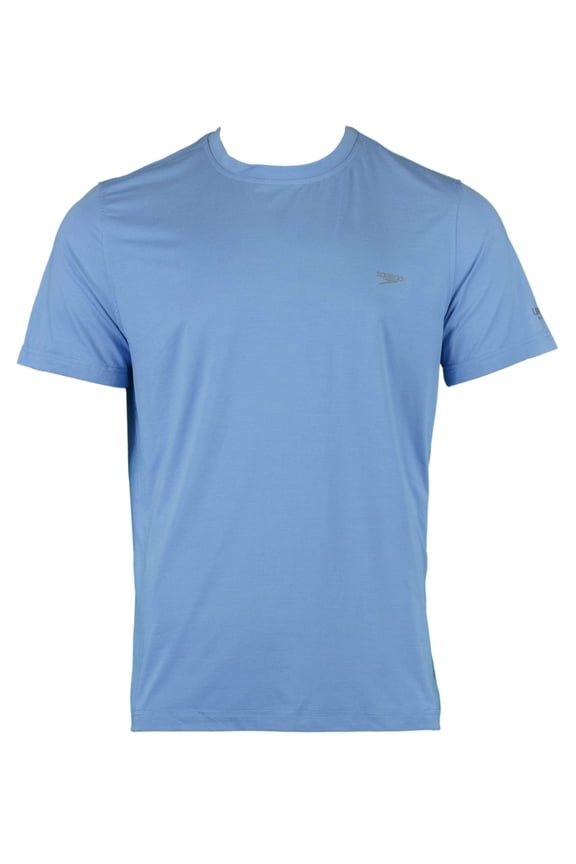 Men's UPF 50+ Short Sleeve Swim Tee (Robbia Blue, Small)