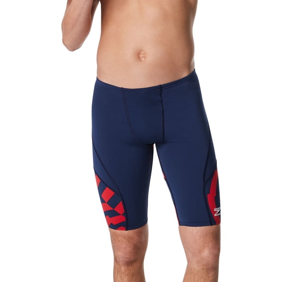 Speedo Men's Vortex Maze Jammer Swimsuit (Red/White/Blue, 28)