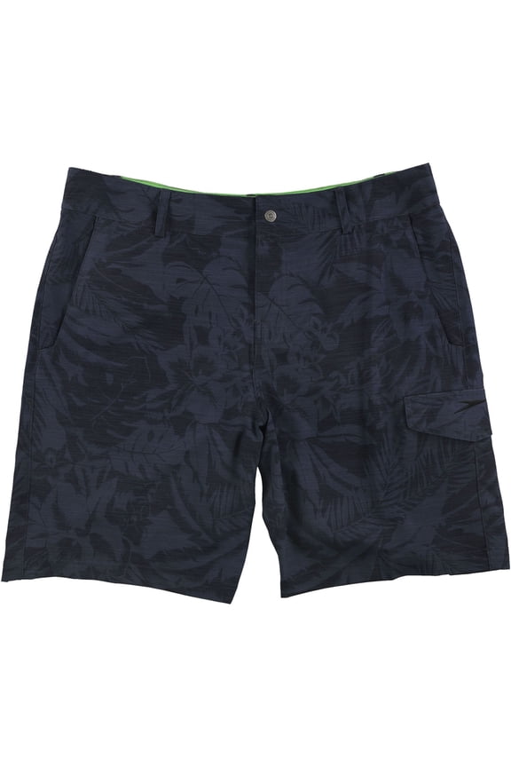 Mens Floral Hybrid Swim Bottom Board Shorts, Blue, 32