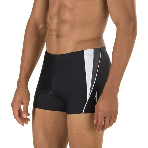 Men's Speedo 7300167 Fitness Splice Square Leg Swim Trunk (Black/Black S)