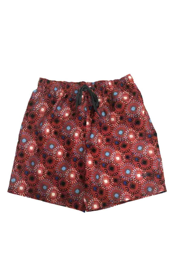 Mens Red White Blue Fireworks E-Board Board Short Swim Trunks Large