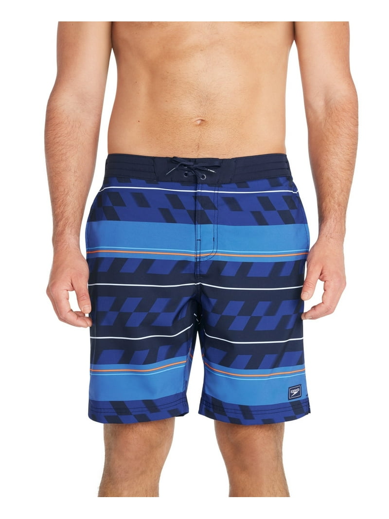 Speedo Mens Regular fit Swim Trunks Swimwear XL Blue Striped