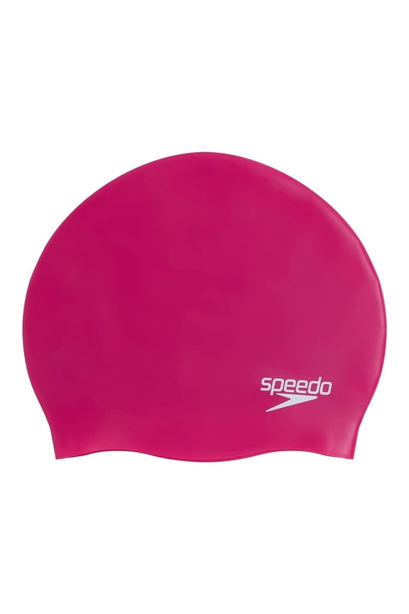 Plain Senior Moulded Silicone Swimming Cap Electric Pink