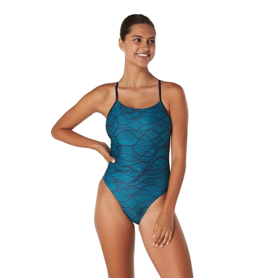 Speedo Printed Relay Back 1Pc Women's Color: Be Like Water- Turkish Sea, Size: 30