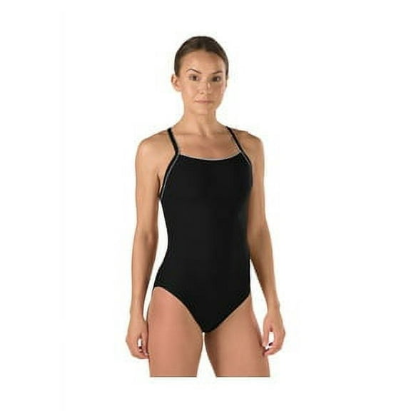 Speedo Women s Swimsuit One Piece Endurance Skimpy Thin Strap Solid Black 34
