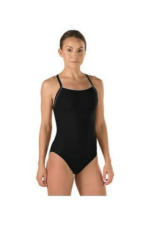 Women s Swimsuit One Piece Endurance Skimpy Thin Strap Solid Black 34