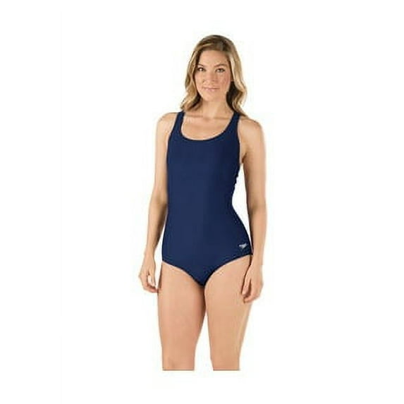 speedo women's aquatic moderate ultraback swimsuit, navy, 8