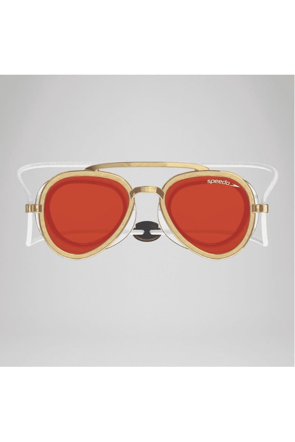 Sunny G Adult Swim Goggles, Red/Gold Mirrored Lens, UV & Fog Protection, Sunglass Style, Comfee Fit