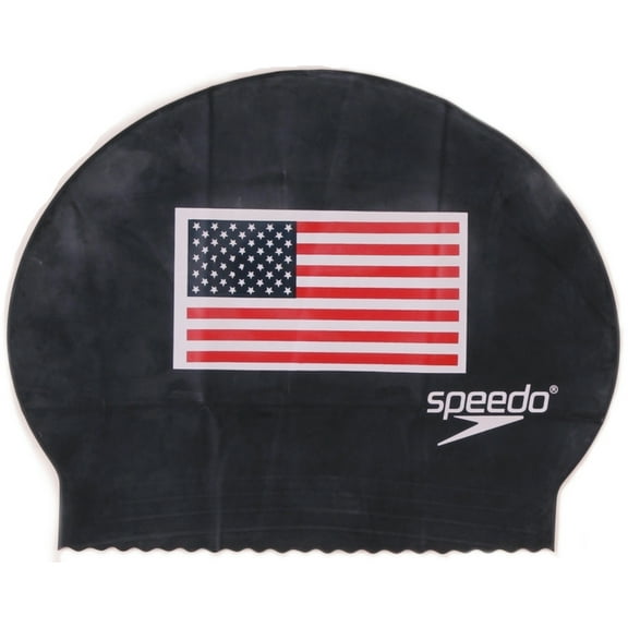 Speedo USA Flag Latex Adult Swim Cap, Black