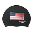 thumbnail image 1 of Speedo USA Flag Silicone Adult Swim Cap, Black, 1 of 2