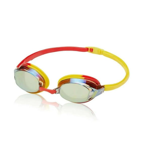 Speedo Unisex-Adult Swim Goggles Vanquisher Extended View, Mirrored Red Yellow/Amber/Gold