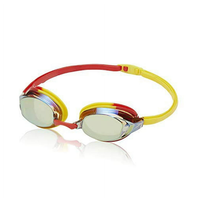 Speedo Unisex Adult Swim Goggles Vanquisher Extended View Mirrored Red Yellow Amber Gold