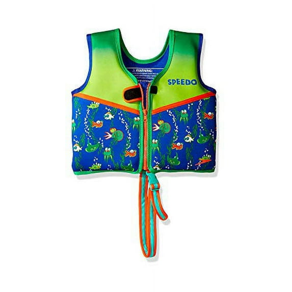 Speedo Unisex-Child Swim Flotation Classic Life Vest Begin to Swim UPF 50 Sapphire Blue Printed, Large