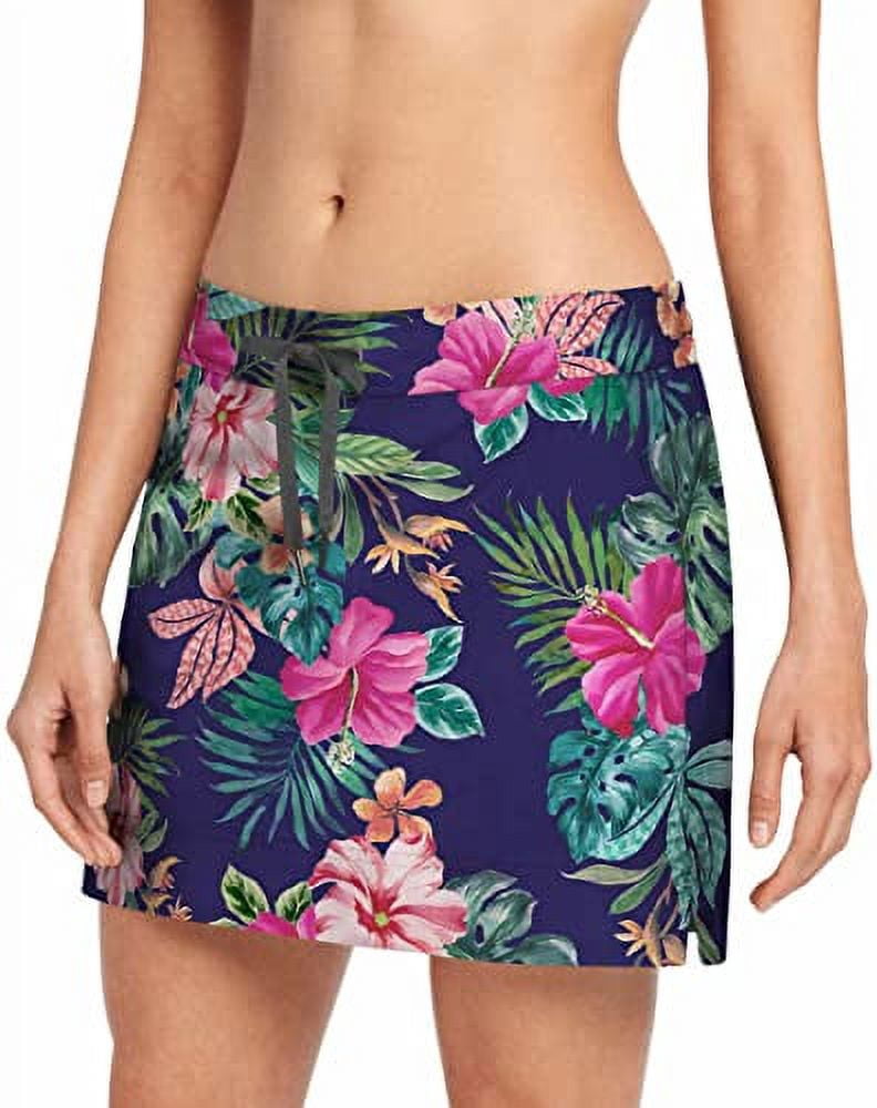 Speedo Women's Shorts Sz S Printed Woven Swim Skort Navy Blue