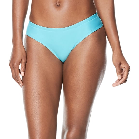 Speedo Women's Solid Cheeky Hipster Bikini Bottoms (Blue Atoll, L)