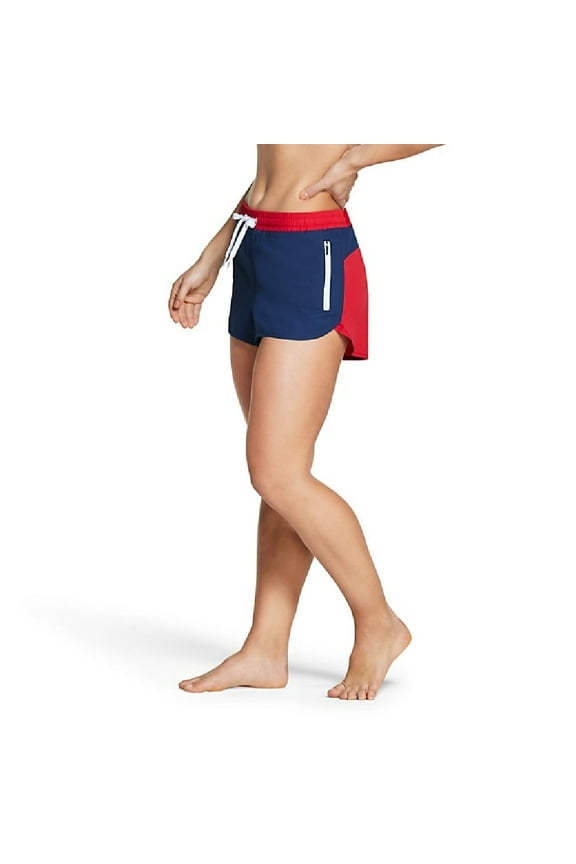 Women's Standard Swimsuit Bottom Short Length Boardshort, Red/Navy Size Large