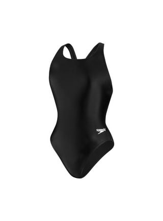 Speedo Womens Ultraback One Piece Swimsuit Black with White Piping
