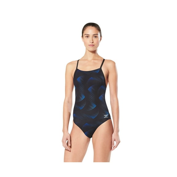 Speedo Women's Swimsuit One Piece Endurance+ Flyback Printed Adult Team Colors, Beta Speedo Blue, 22