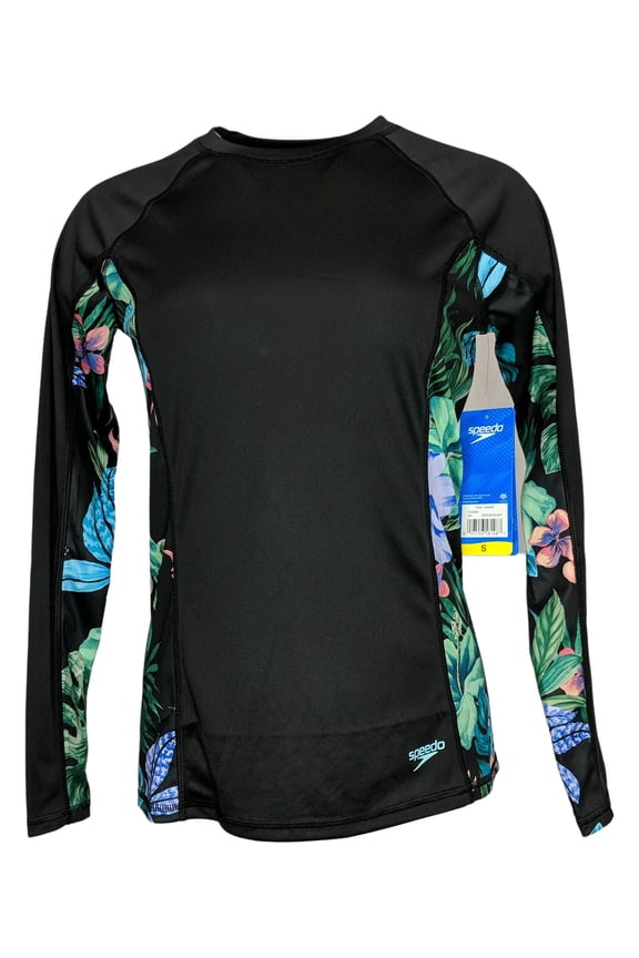 Women's Top Sz S Performance Swim Long Sleeve Tee Black