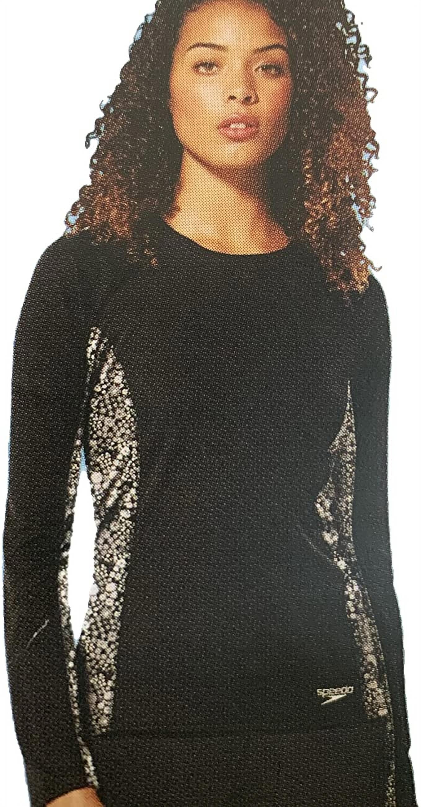 Speedo Women's UV 50+ Quick Dry Long Sleeve Performance Swim Tee(Speedo Black, X-Large)