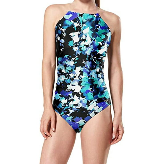 Speedo Womens Floral Print One-Piece Swimsuit Without Neck String