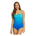 thumbnail image 1 of Speedo Womens Ombre Shirred One Piece Swimsuit 14 Peacock Blue Swim Suit, 1 of 4