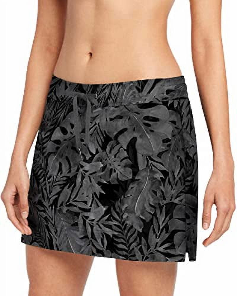 Speedo Women's Woven Swim Skort Black Leaf Large