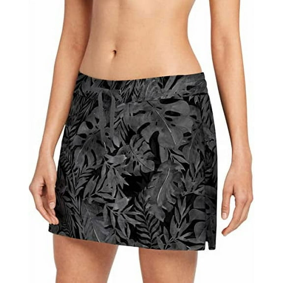 Speedo Women's Woven Swim Skort Black Leaf Large