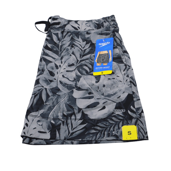 Speedo Women's Woven Swim Skort Black Leaf Small