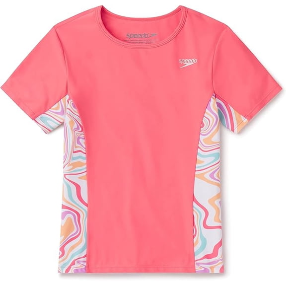Speedo girls Uv Swim Shirt Short Sleeve Printed Rashguard Size XS