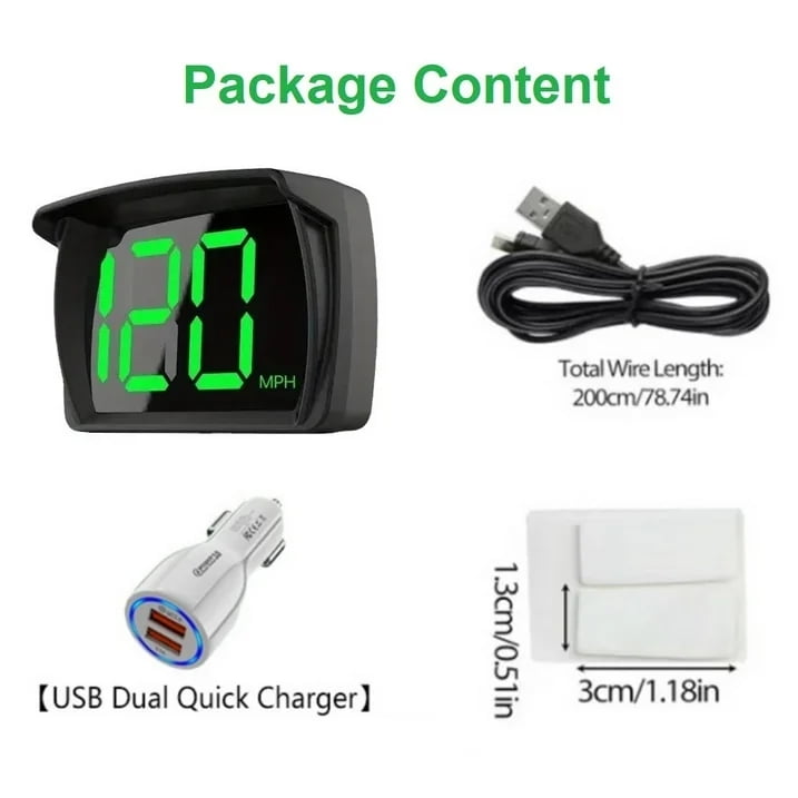 Speedometer HUD GPS Digital Speed Meter with MPH USB Cable Plug & Play ...