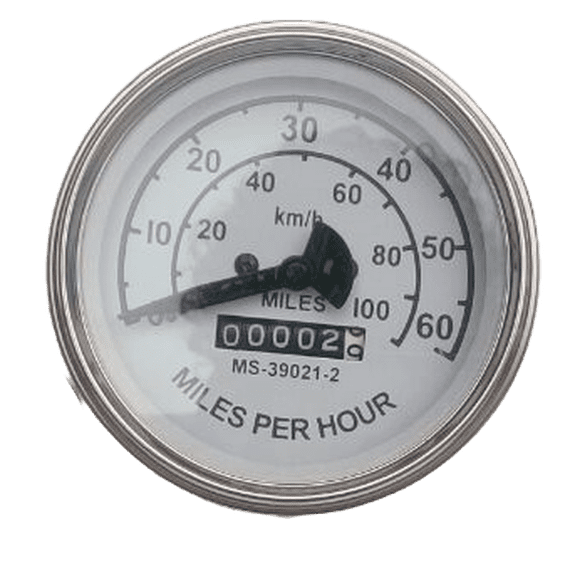 Speedometer for Willys 100 kmph / 60 mph dual scale White