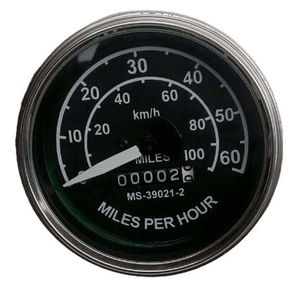 Speedometer for Willys 100 kmph / 60 mph dual scale black